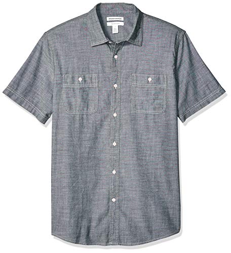 Amazon Essentials Men's Regular-fit Short-Sleeve Chambray Shirt