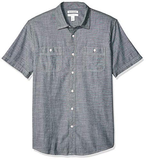 Amazon Essentials Men's Regular-fit Short-Sleeve Chambray Shirt