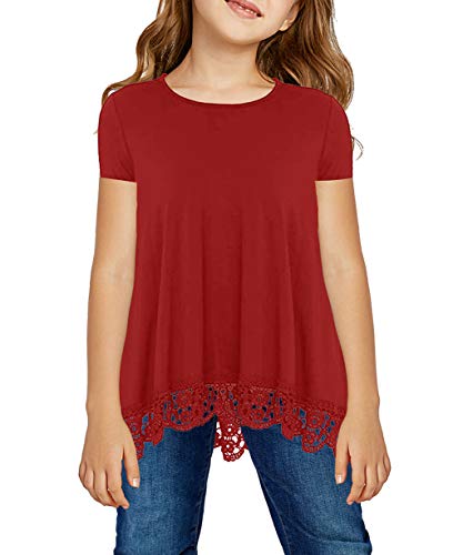 storeofbaby Girls Casual Tunic Tops Short Sleeve Loose Soft Blouse T-Shirt for 4-13 Years