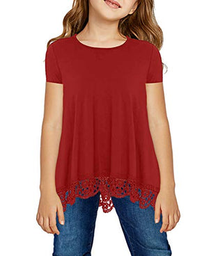 storeofbaby Girls Casual Tunic Tops Short Sleeve Loose Soft Blouse T-Shirt for 4-13 Years