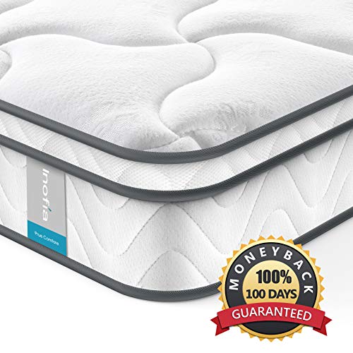 Queen Mattress Inofia 8 Inch Spring Mattress Compressed in a Small Box,7-Zone Pocketed Coil Innerspring,Medium Firm