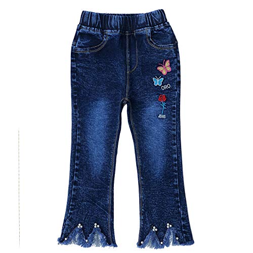 Peacolate 4-8T Infant Little Kids Girls Embroidery Jeans Denim Pants