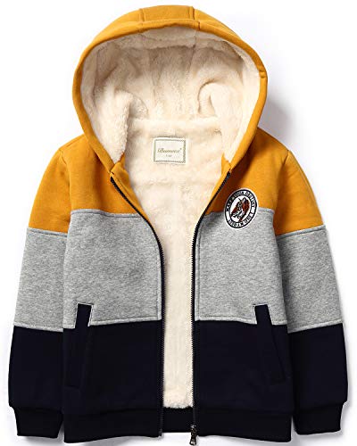 Boys Sherpa Fleece Lined Jacket,Zip up Sweatshirt Hoodie