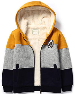 Boys Sherpa Fleece Lined Jacket,Zip up Sweatshirt Hoodie