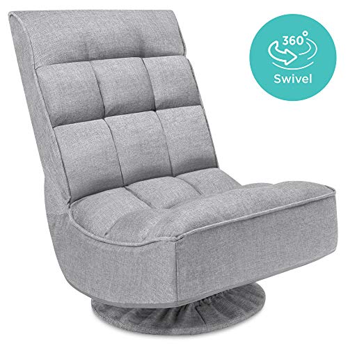 Best Choice Products Folding Floor Gaming Chair for Home, Office w/ 360-Degree Swivel, 4 Adjustable Positions - Gray