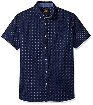 Lee Uniforms Men's Regular, Big &amp; Tall Short Sleeve Button Down Printed Stretch Shirt