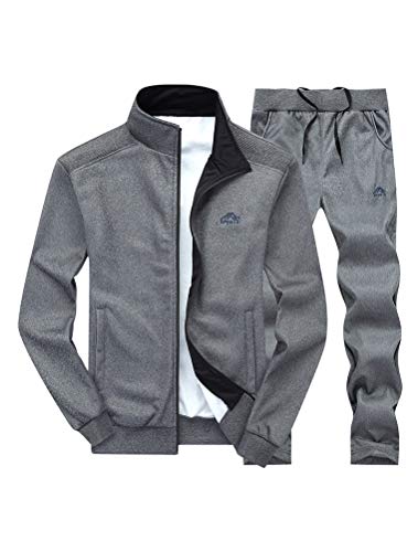 PASOK Men's Casual Tracksuit Long Sleeve Full Zip Running Jogging Sweatsuit Athletic Sports Set